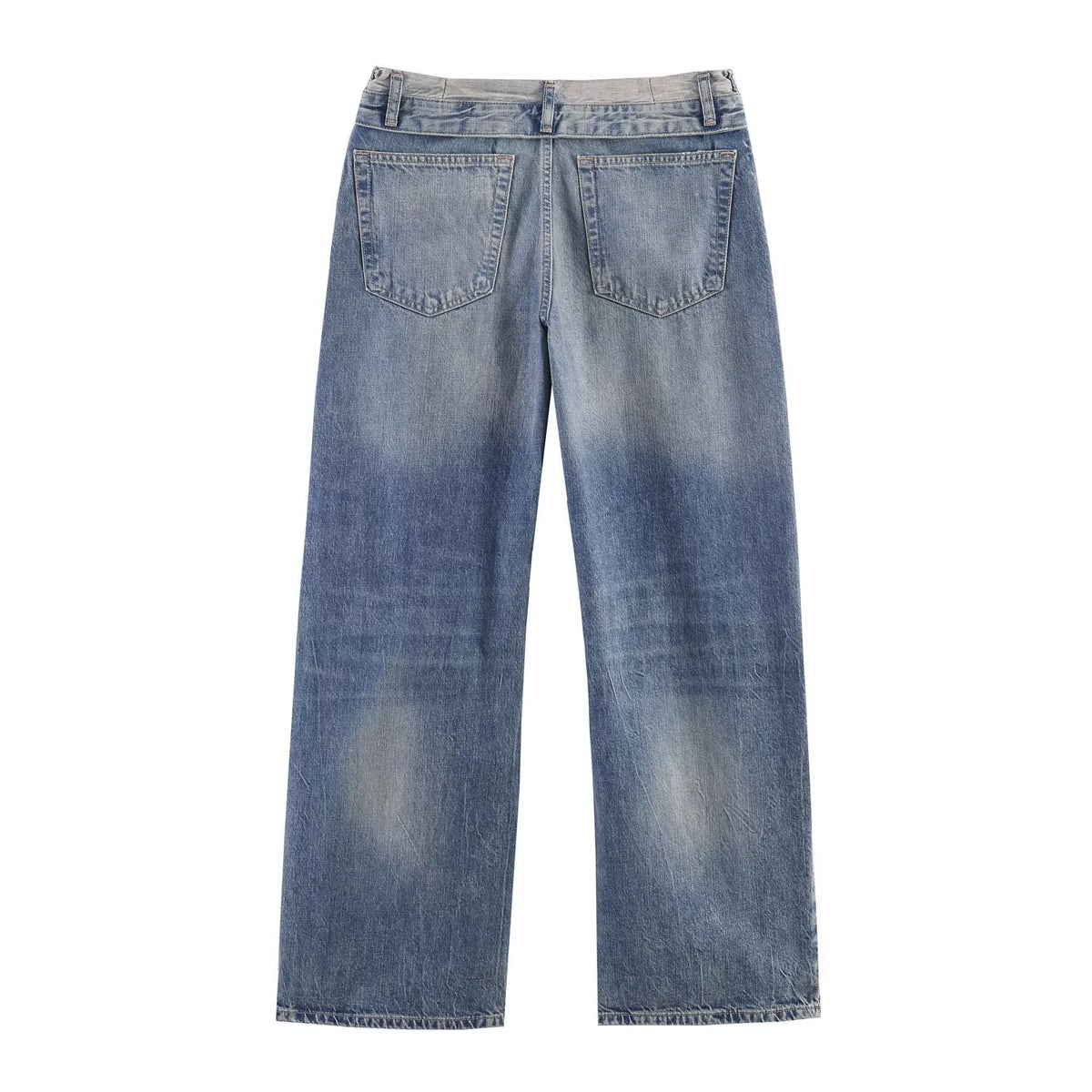 Ladies Wide-Cut Destroyed Jeans with Low Rise and Straight Leg EVA-US