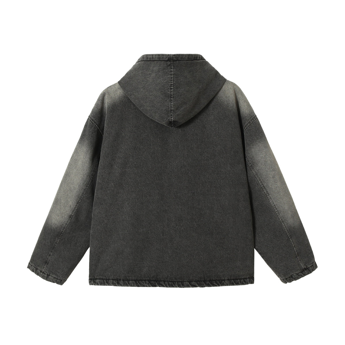Men's Washed-Denim Hoodie in Oversized Look with Checked Lined Hood EVA-US