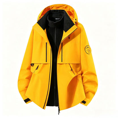 Men's three-layer softshell outdoor jacket with removable fleece lining and hood EVA-US