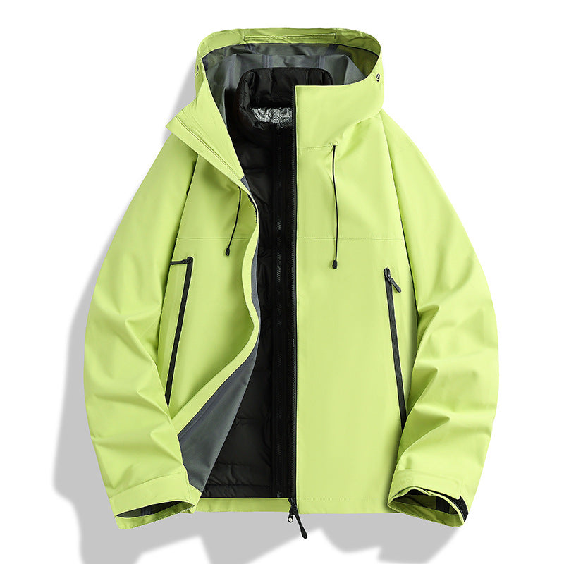 Men's Waterproof Softshell Outdoor Jacket with Adjustable Hood and Breathable Membrane EVA-US