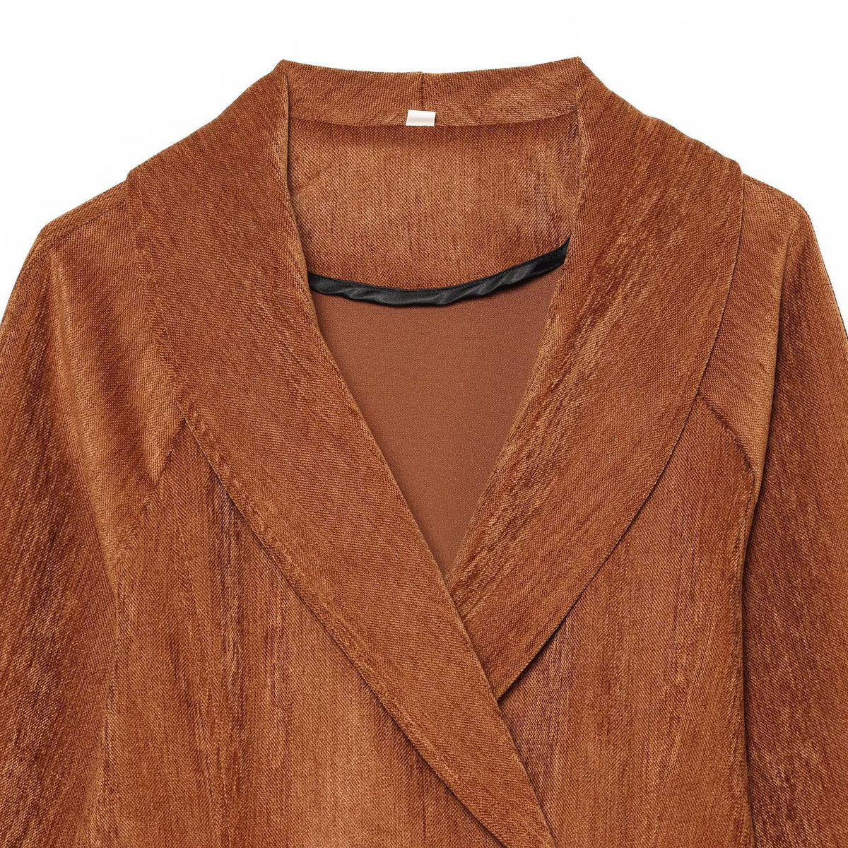 Women’s Short Blazer with Shawl Collar and Double-Breasted Button Placket EVA-US