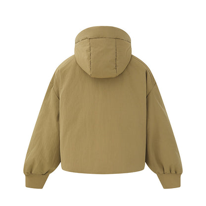 Women's short padded quilted jacket with high stand-up collar and balloon sleeves EVA-US