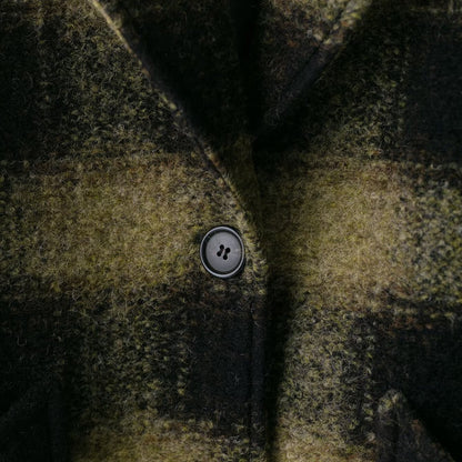 Women's Oversized Wool Blend Coat with Check Pattern, Notched Collar and Patch Pockets EVA-US