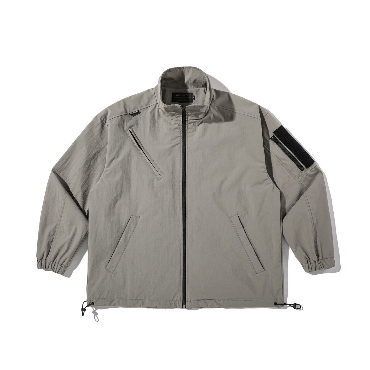 Unisex Lightweight Technical Wind Parka with Drawstring, Zipper Pockets and Sleeve Utility Pocket EVA-US