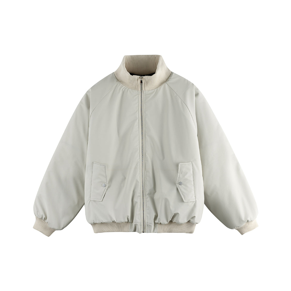 Women's Oversized Bomber Jacket EVA-US with Stand-up Collar, Padded Lining and Flap Pockets