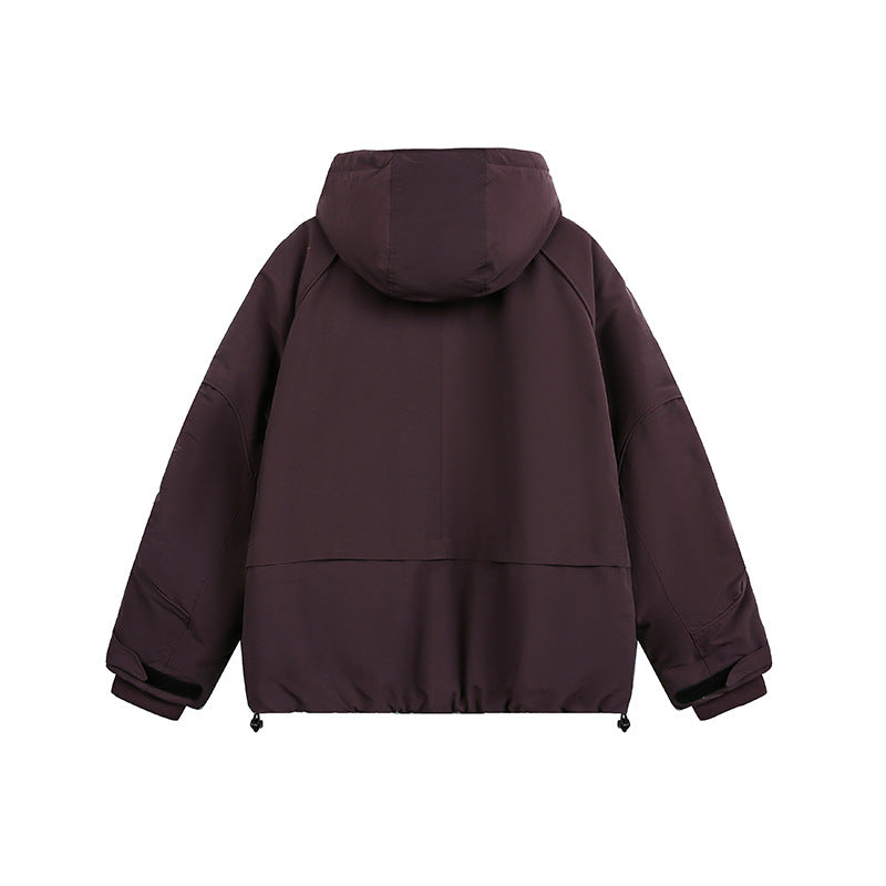 Women's oversized padded hooded jacket with raglan sleeves and drawstring EVA-US