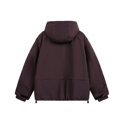 Women's oversized padded hooded jacket with raglan sleeves and drawstring EVA-US