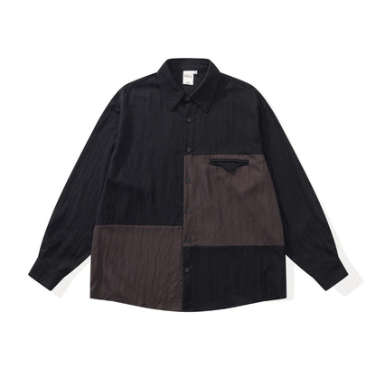Unisex Oversized Shirt Jacket in Patchwork Design EVA-US