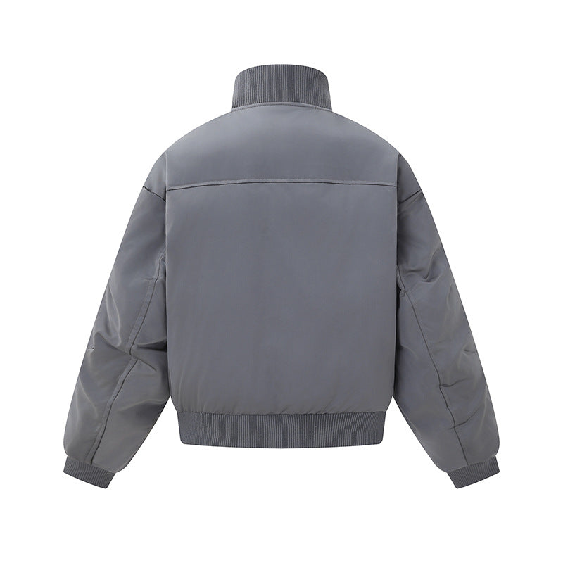 Women's short padded blouson jacket in boxy cut with high ribbed collar and prominent side pockets EVA-US