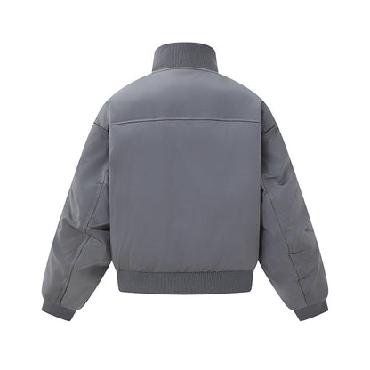 Women's short padded blouson jacket in boxy cut with high ribbed collar and prominent side pockets EVA-US