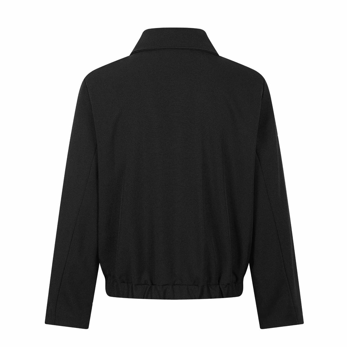 Ladies short blouson in overshirt style with distinctive shirt collar and metal hook closure EVA-US