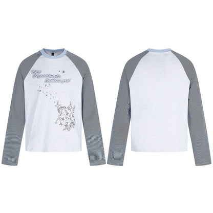 Women's Long Sleeve Shirt with Raglan Sleeves and Unicorn Print EVA-US