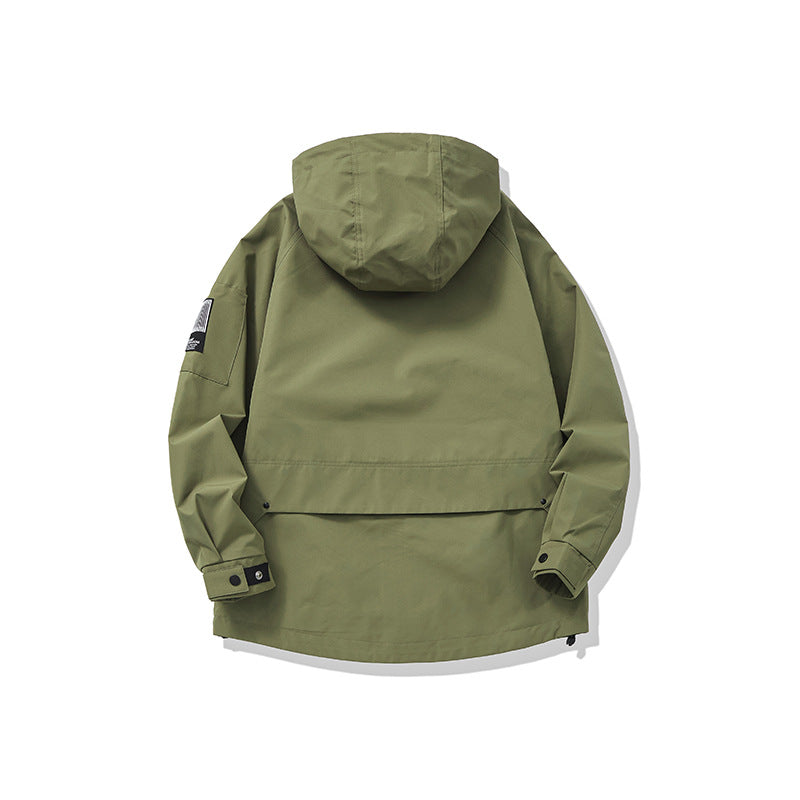 Unisex multifunctional outdoor parka in boxy cut with adjustable hood and asymmetrical zip pockets EVA-US