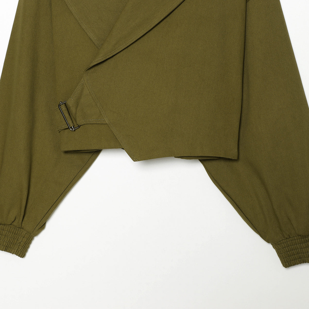 Women's short jacket with wide sailor collar, balloon sleeves, and asymmetrical buckle closure EVA-US
