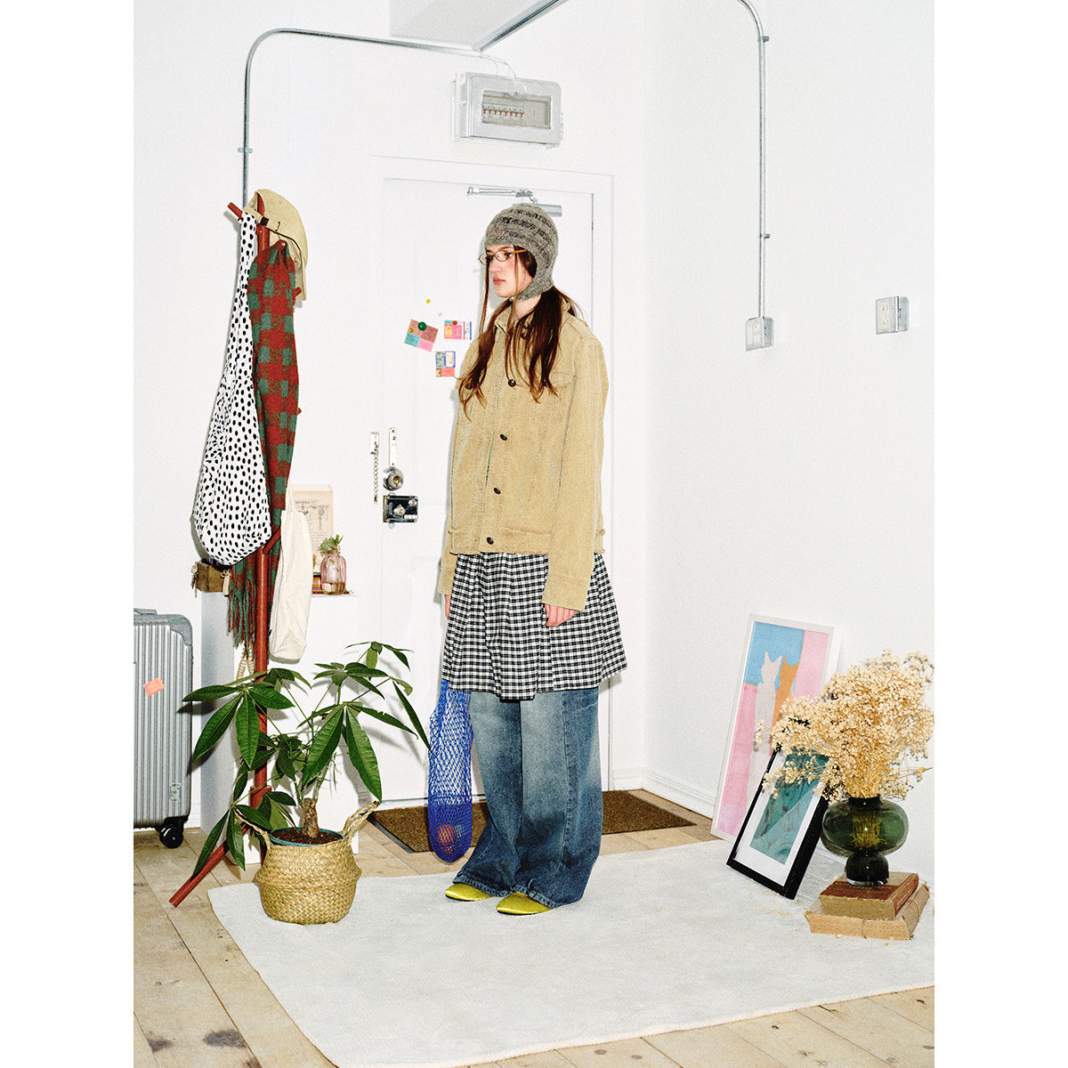 Women's short cord jacket with fringing, shirt collar and flap pockets EVA-US