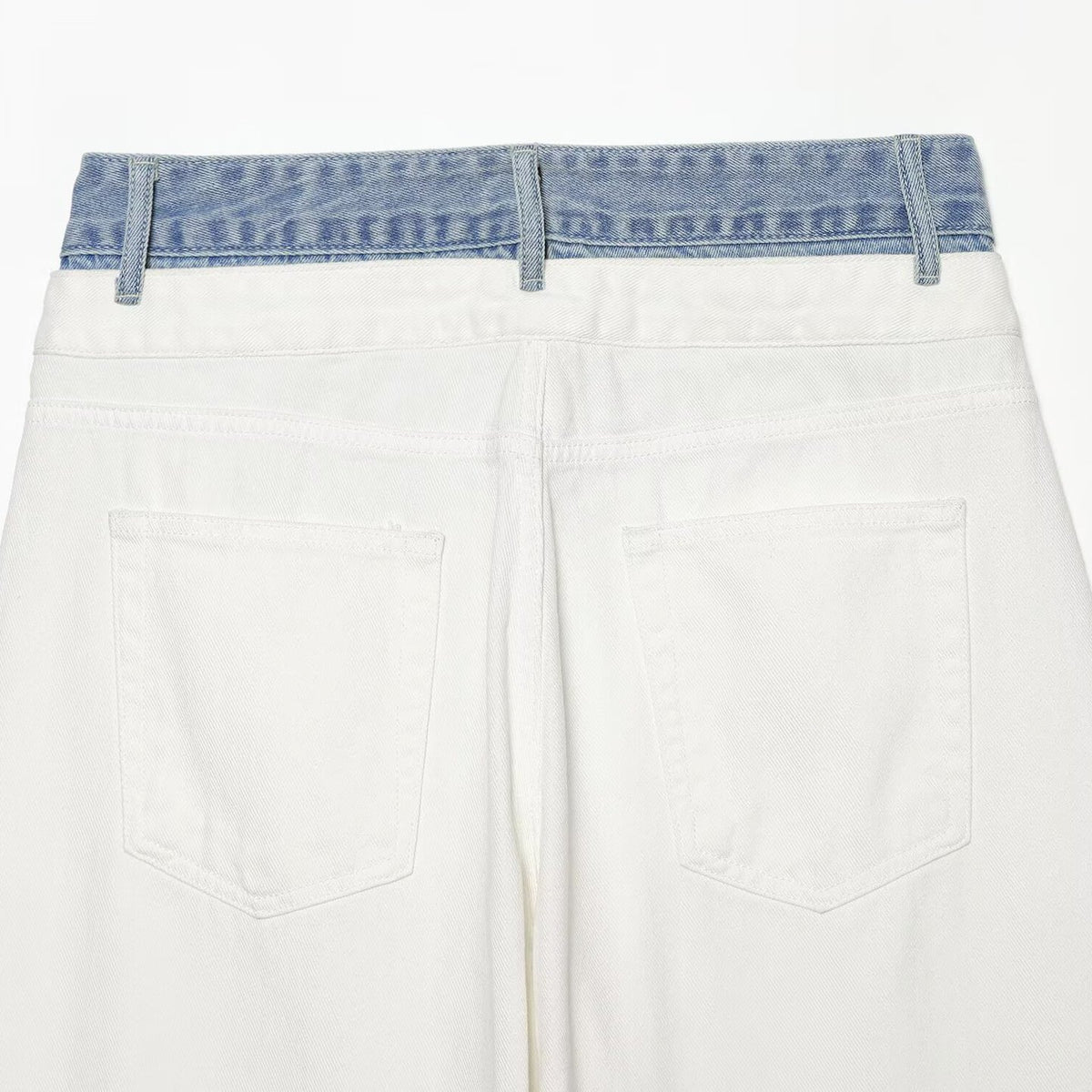 Women High-Waist Culotte Jeans with Wide Leg and Contrasting Jeans Waistband EVA-US