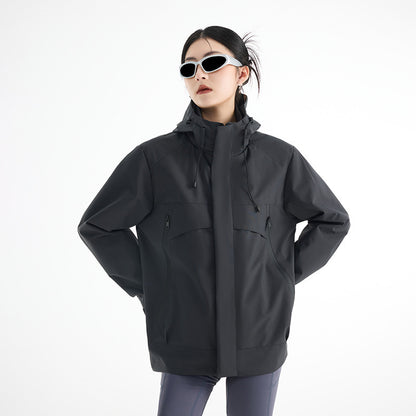 Women's technical waterproof oversized parka with hood and concealed zip pockets EVA-US