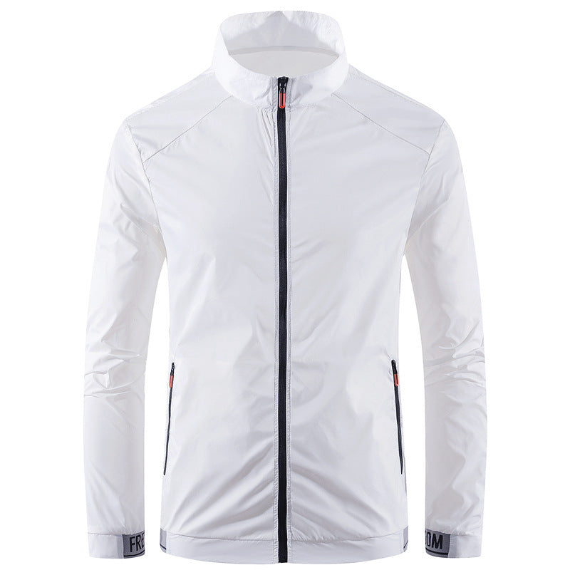 Men's nan ultra-light windproof casual jacket with stand-up collar, concealed zipper, and zippered pockets EVA-US