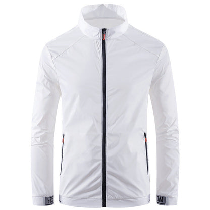 Men's nan ultra-light windproof casual jacket with stand-up collar, concealed zipper, and zippered pockets EVA-US