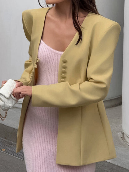 Women's sculptural tailored blazer with distinctive shoulder design EVA-US
