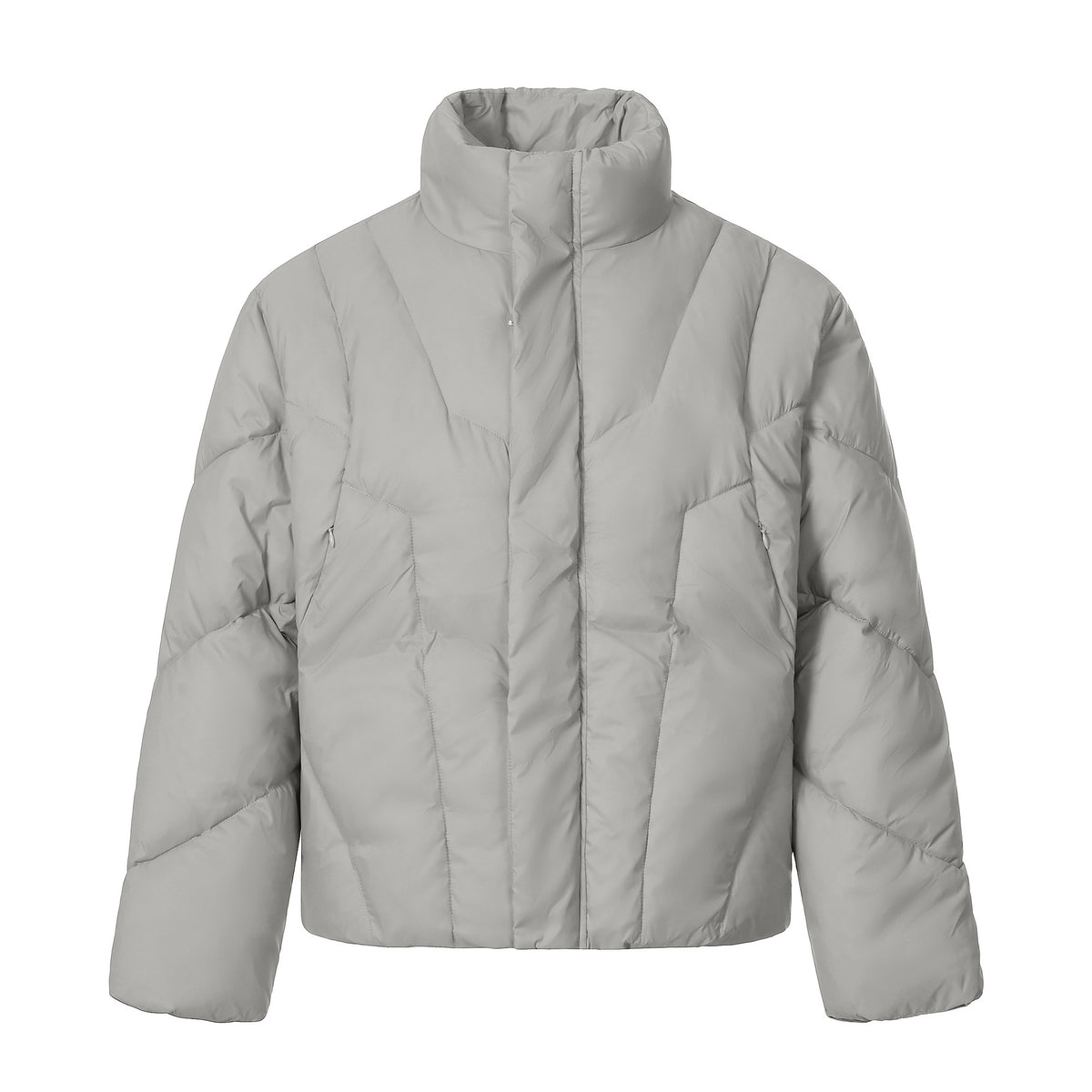 Unisex Short Quilted Insulation Jacket with Warm Funnel Collar EVA-US