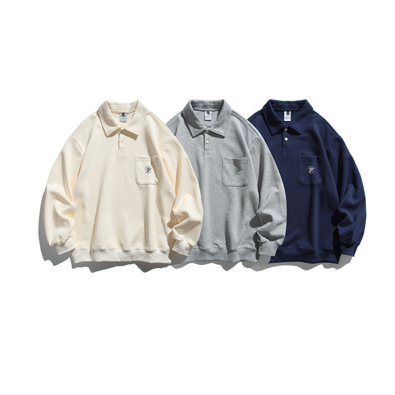 Unisex Relaxed-Fit Polo Collar Sweatshirt with Chest Pocket and Fine Ponte Structure EVA-US
