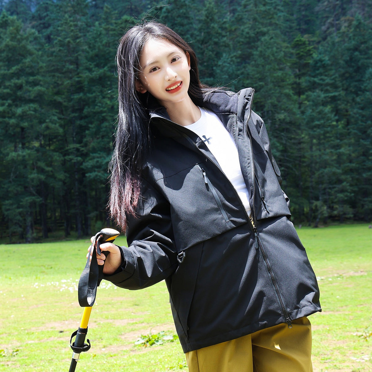 Men's Waterproof Breathable Softshell Outdoor Jacket with Adjustable Hood EVA-US