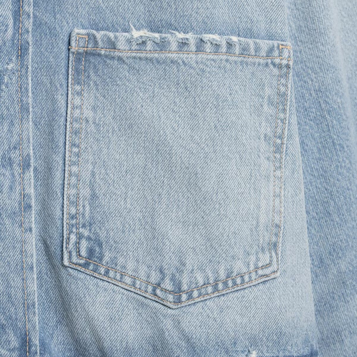 Women's Cropped Denim Jacket in Used-Look with Frayed Hem and Oversized Sleeves EVA-US