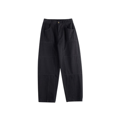 Women Relaxed-Fit Workwear Pants with High Waist and Patch Pockets EVA-US