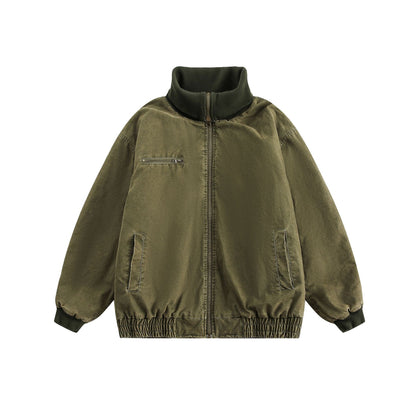 Unisex Oversize Bomber Jacket with High Ribbed Collar and Elastic Hem EVA-US
