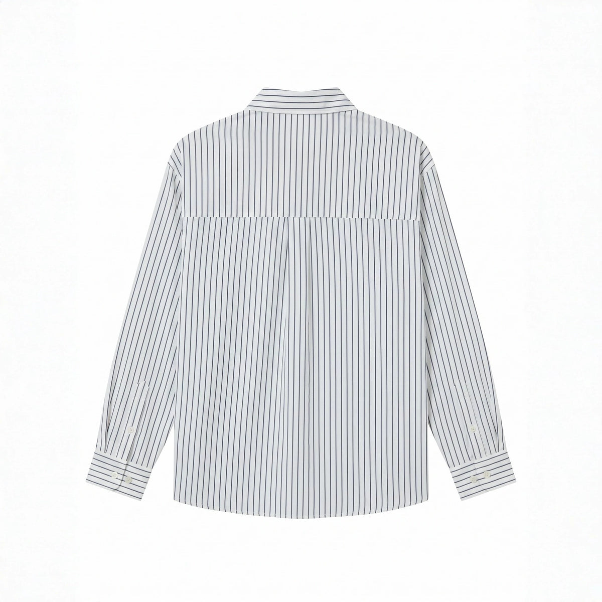 Women's oversized shirt blouse made of cotton blend with pinstripes, chest pocket, and doodle print EVA-US