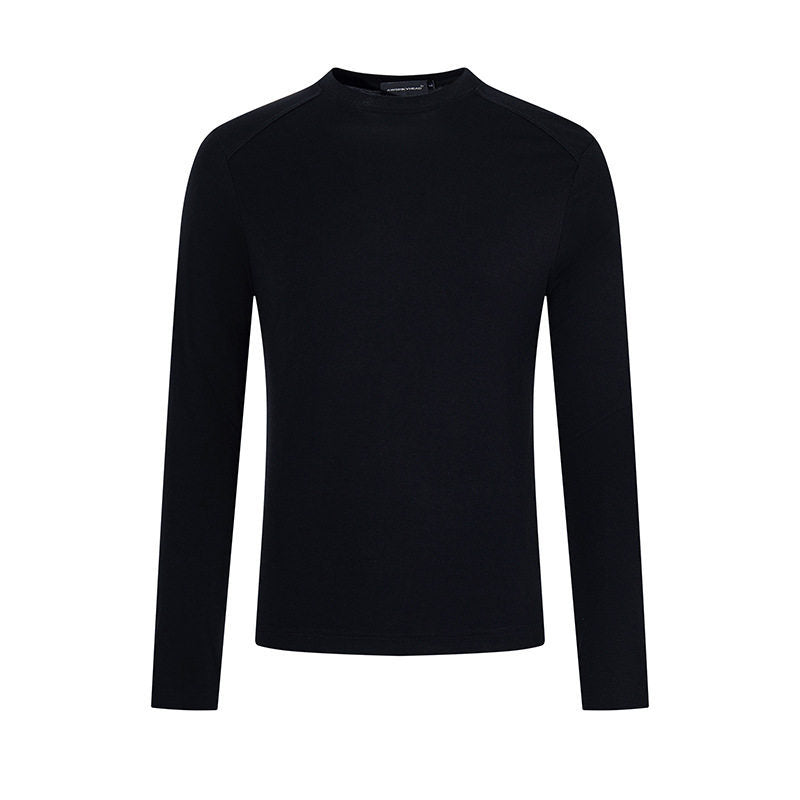 Men's fine knit pullover with round neck made of merino wool EVA-US