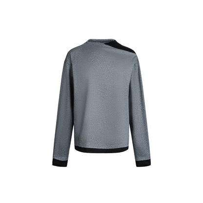 Women's long sleeve shirt with asymmetrical shoulder cutout and contrasting cuffs EVA-US