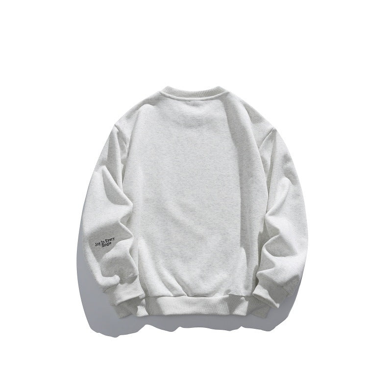 Unisex Oversize Sweater with Round Neck, Badge Appliqués and Ribbed Cuffs EVA-US