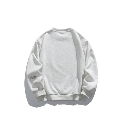 Unisex Oversize Sweater with Round Neck, Badge Appliqués and Ribbed Cuffs EVA-US