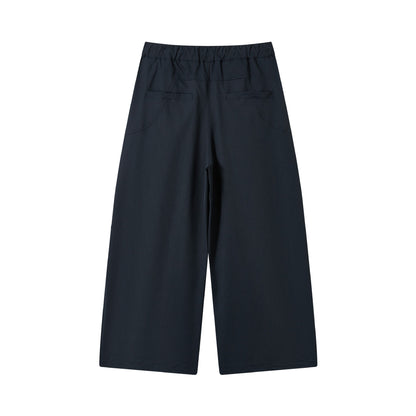 Women's wide cropped pleated trousers with drawstring and cargo pockets EVA-US