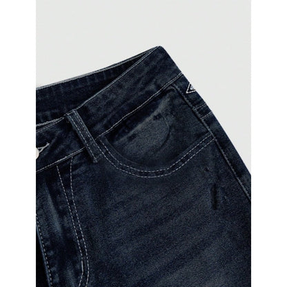Women's Bootcut Jeans with elaborate embroidery and high waistband EVA-US