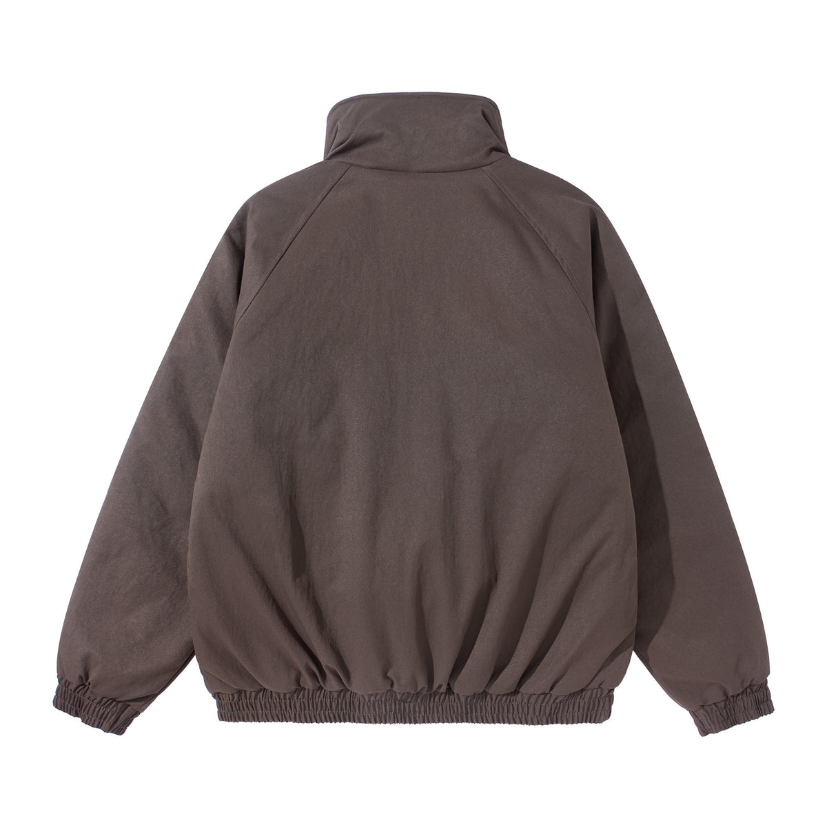 Unisex Short Cut Boxy Stand Collar Blouson with Elastic Hem and Concealed Side Pockets EVA-US
