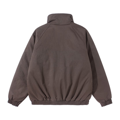 Unisex Short Cut Boxy Stand Collar Blouson with Elastic Hem and Concealed Side Pockets EVA-US