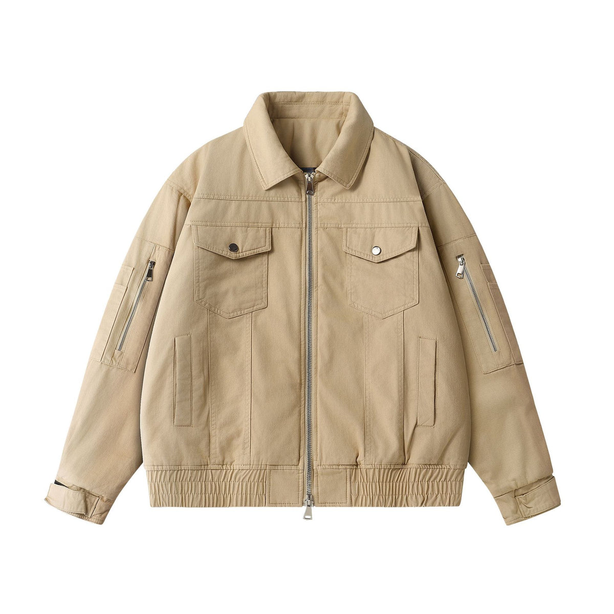 Unisex Urban Utility Blouson Jacket with Cargo Pockets and Two-Way Zipper EVA-US