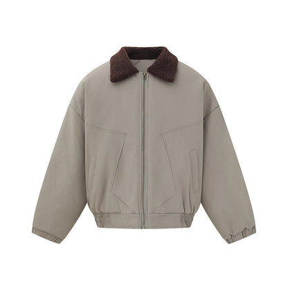 Unisex short bomber jacket in boxy cut with teddy collar EVA-US