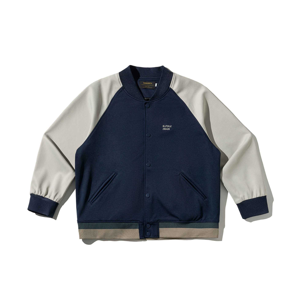 Unisex Short-cut College Bomber Jacket in Material Mix with Raglan Sleeves EVA-US