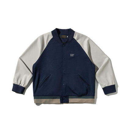 Unisex Short-cut College Bomber Jacket in Material Mix with Raglan Sleeves EVA-US