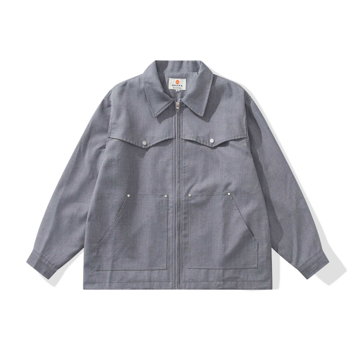 Men's Utility Chore Jacket with Full Zip and Large Flap Pockets EVA-US