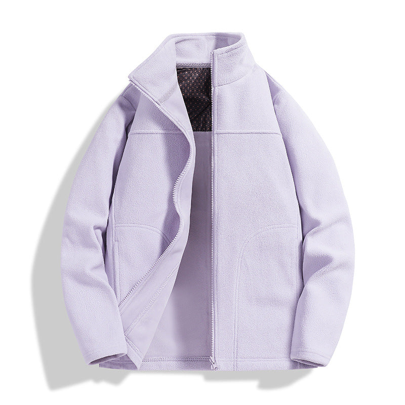 Men's fleece outdoor jacket with stand-up collar, full-length zipper, and windproof inner membrane EVA-US