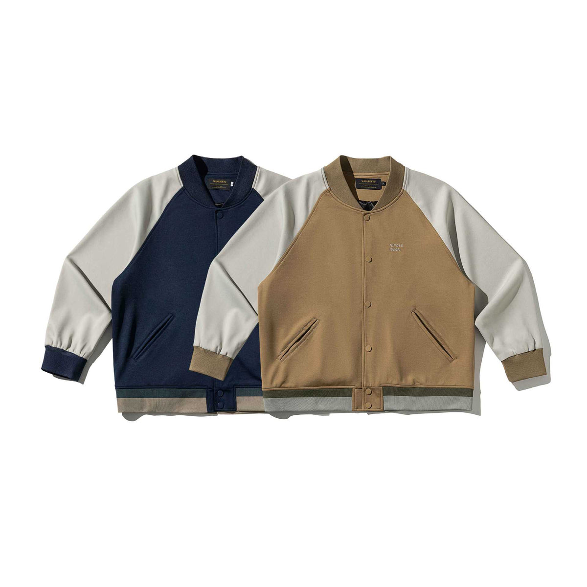 Unisex Short-cut College Bomber Jacket in Material Mix with Raglan Sleeves EVA-US