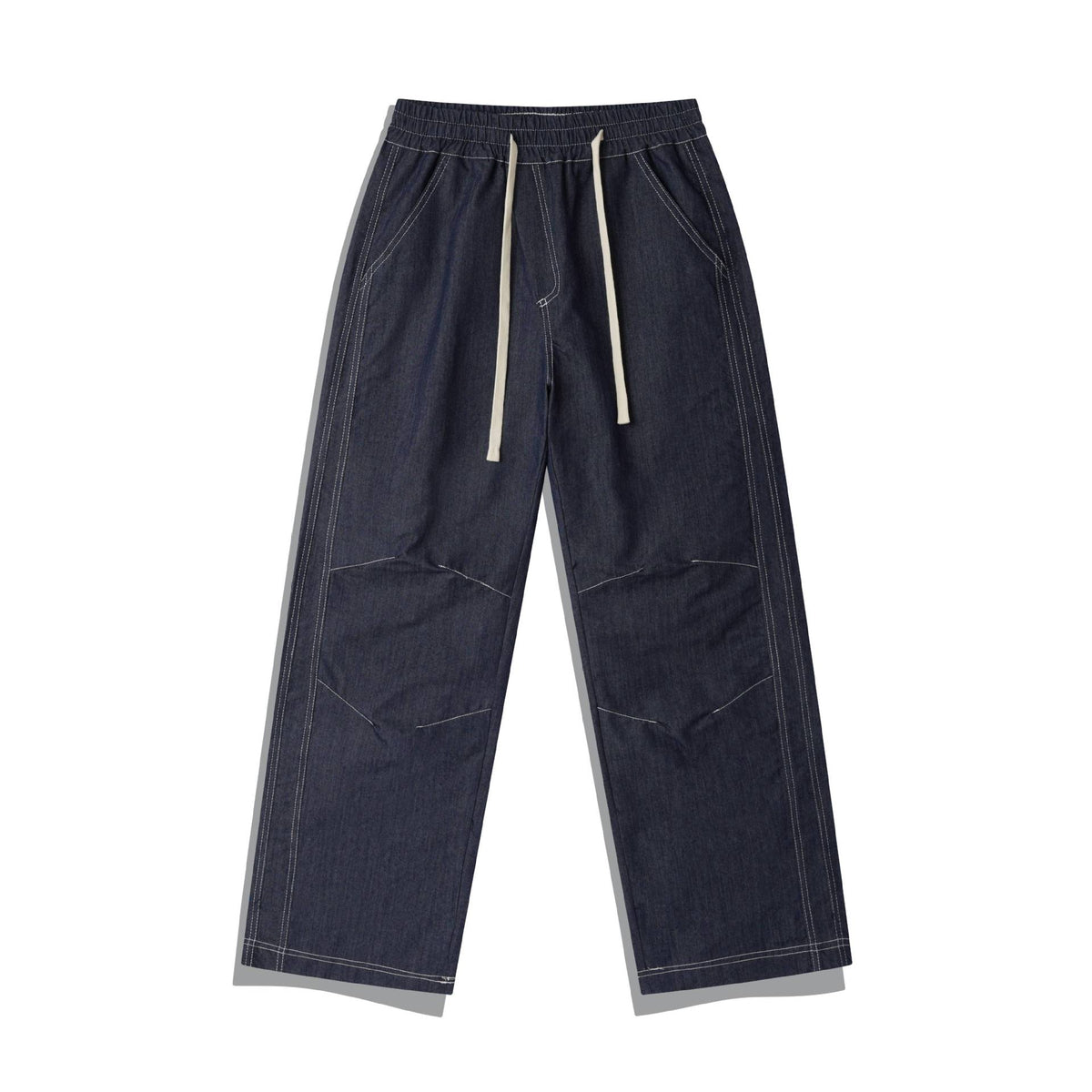Women's wide denim cargo culotte with elastic waistband and contrast stitching EVA-US