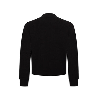 Men's Double-Breasted Knit Cardigan with Shirt Collar and Ribbed Cuffs EVA-US