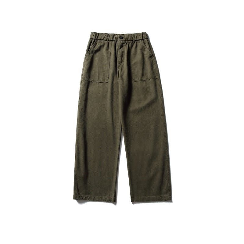 Women's Wide Utility Cargo Pants with Elastic Waistband and Applied Front Pockets EVA-US