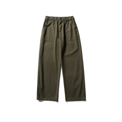Women's Wide Utility Cargo Pants with Elastic Waistband and Applied Front Pockets EVA-US